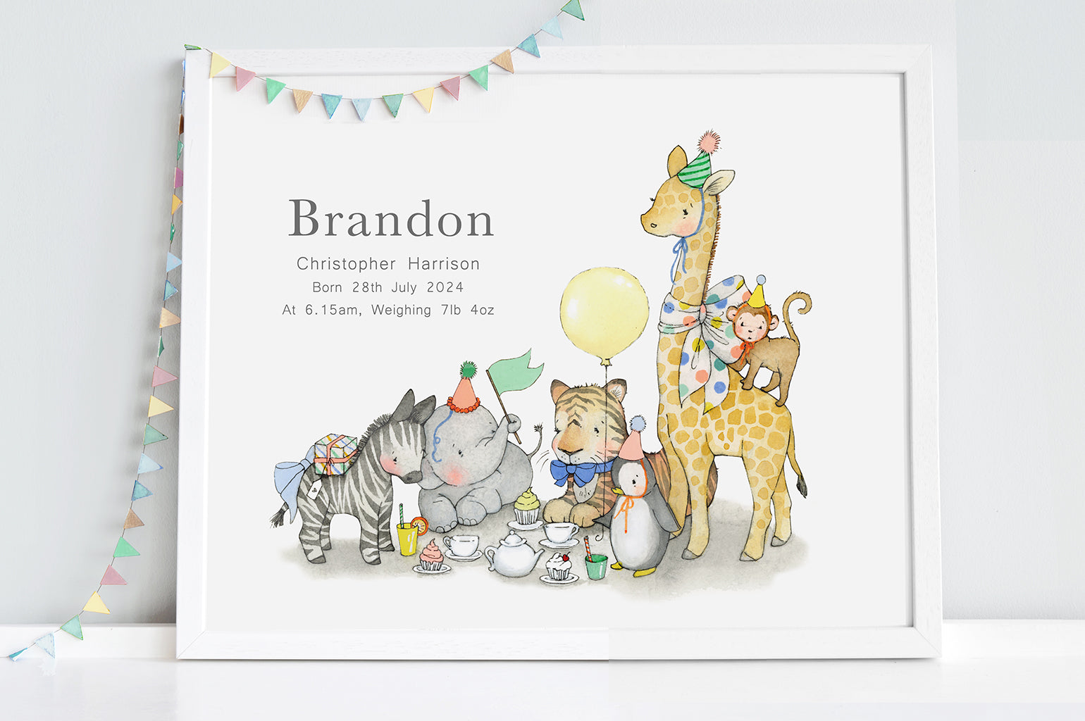Children's Personalised Tea Party at the Zoo Print