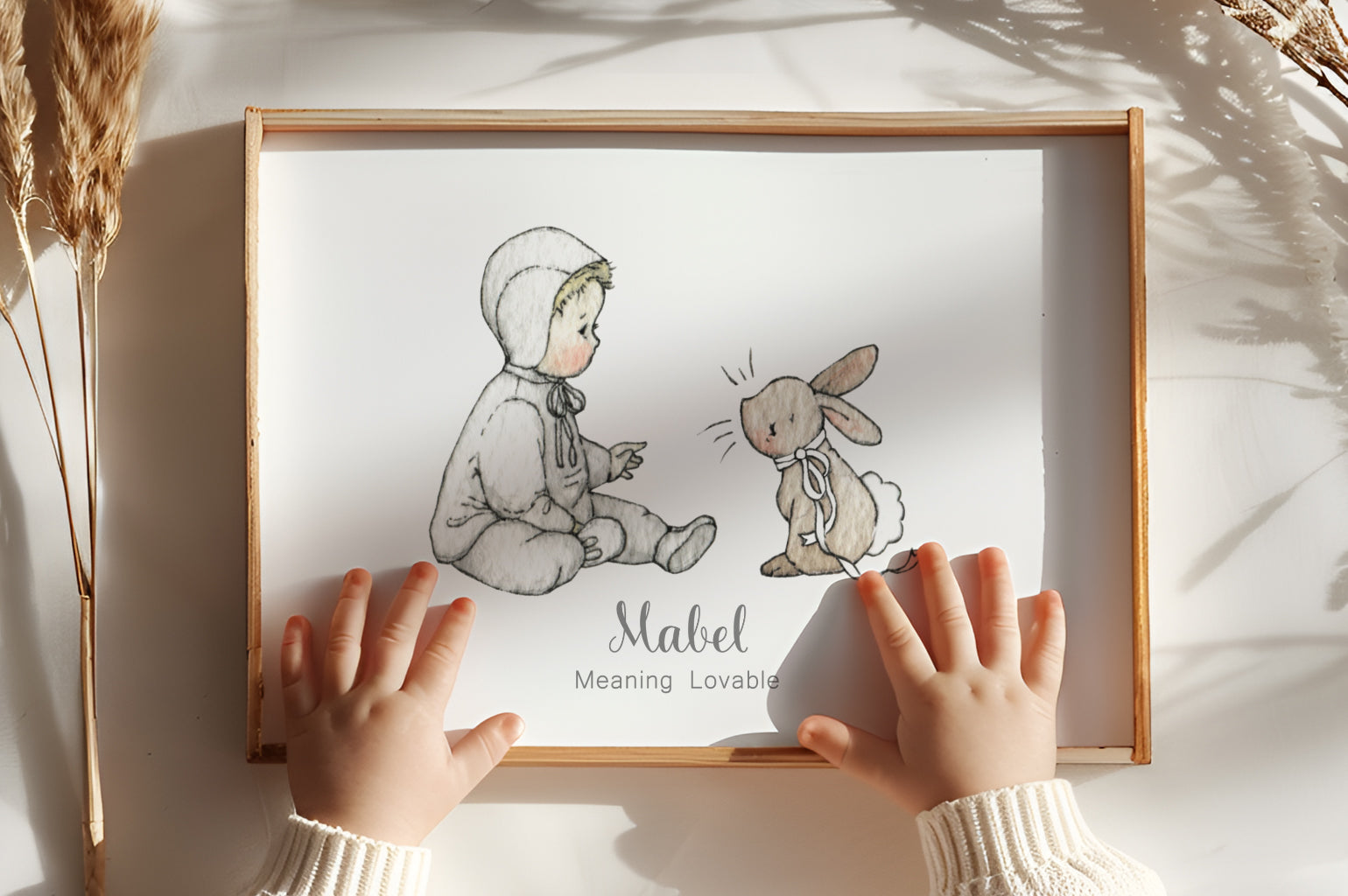 Children's illustration 'Baby Meets Bunny' Print