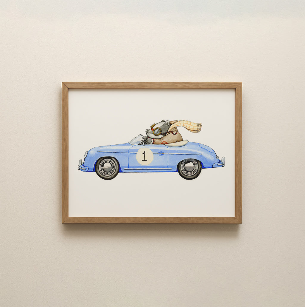 Children's Badger Racing Car Picture for Kids Room