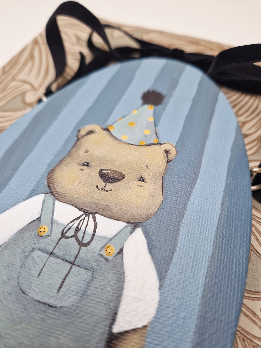 Original hand painted teddy bear canvas painting