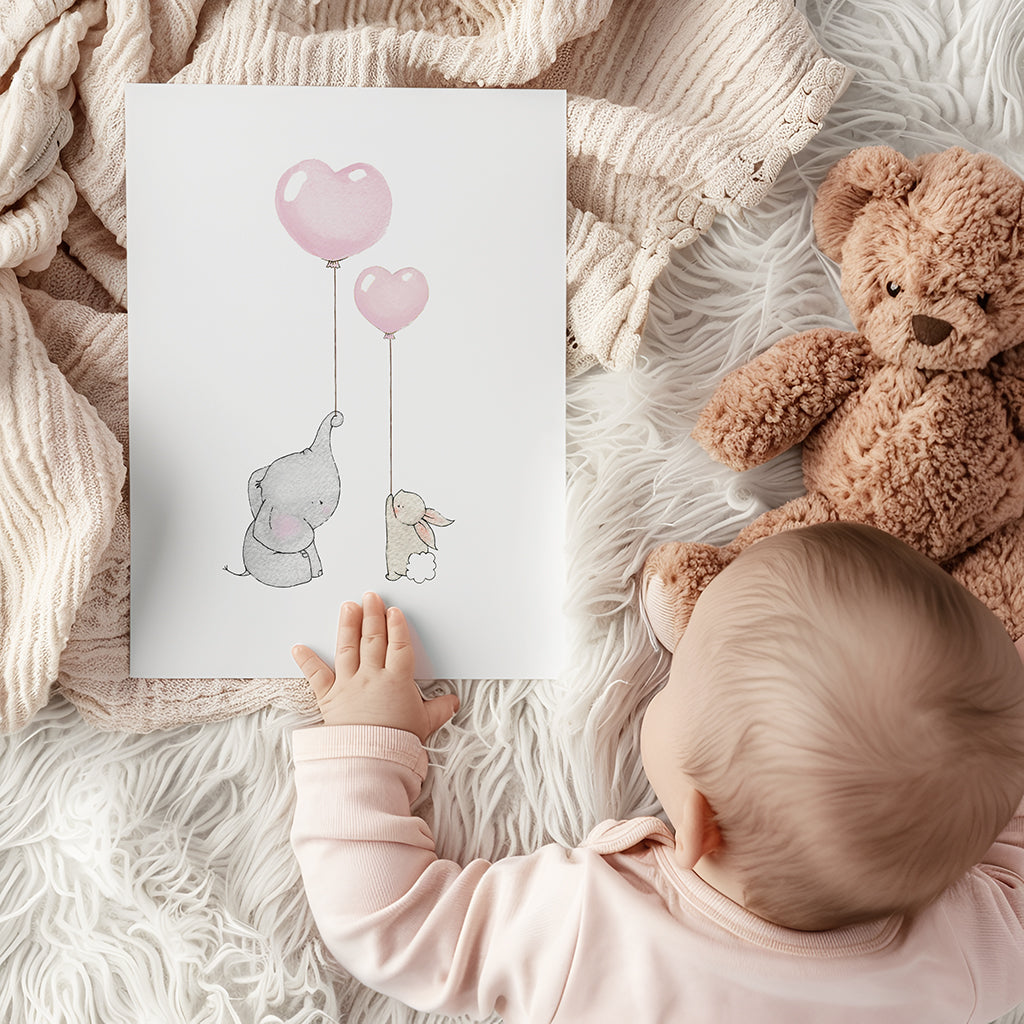 Children&#39;s Elephant and Rabbit Best Friends Picture