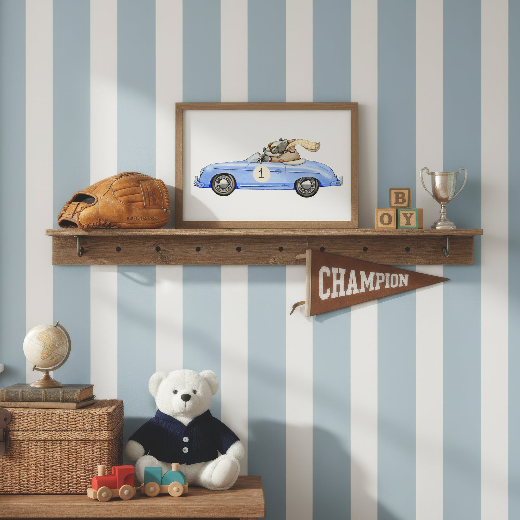 Children's Badger Racing Car Picture for Kids Room