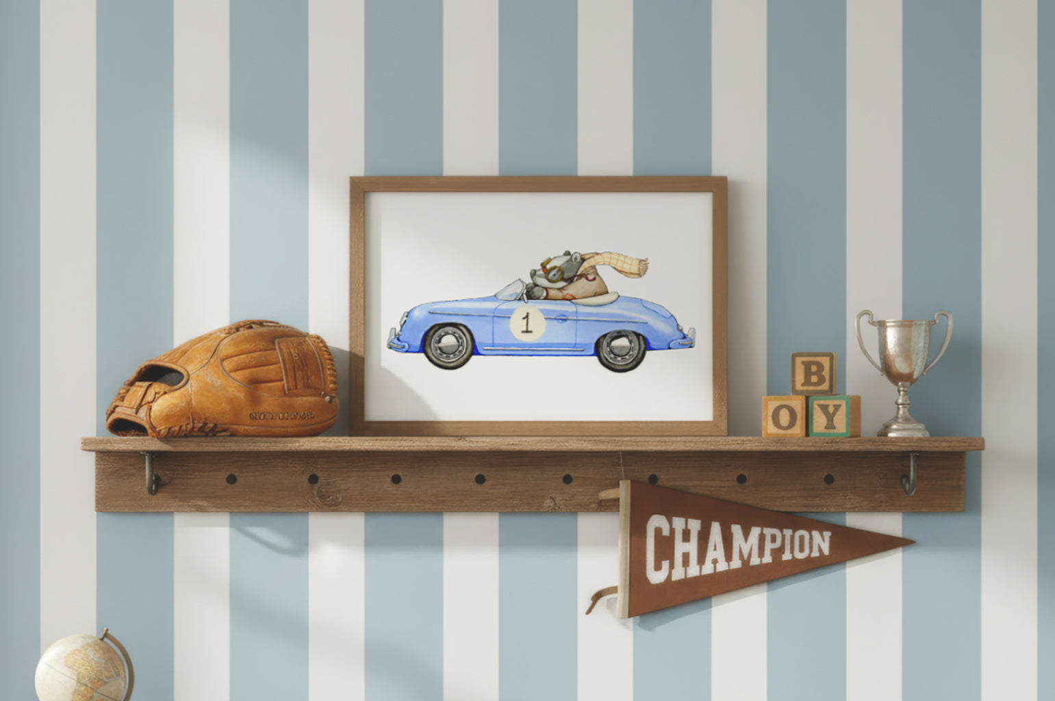 Children's Badger Racing Car Picture for Kids Room