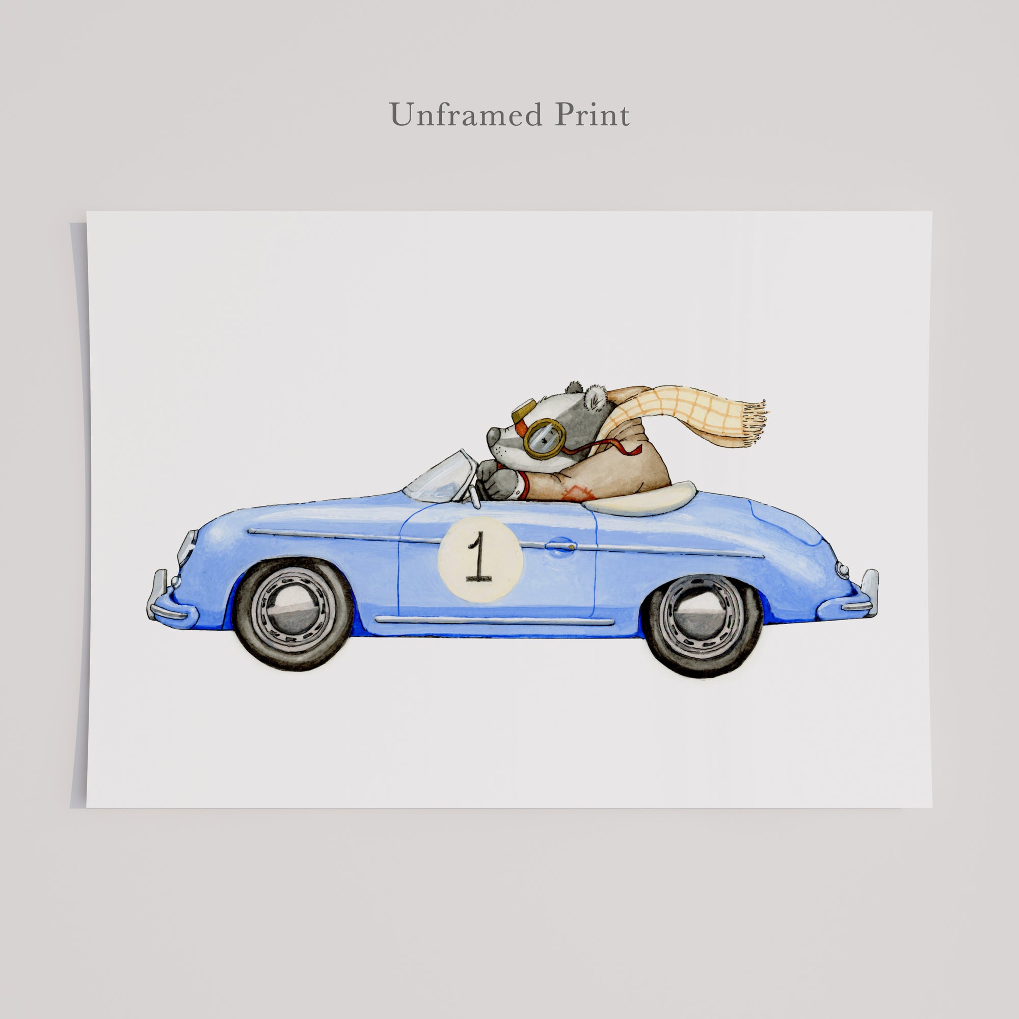 Children's Racing Car Wall Art Print Set