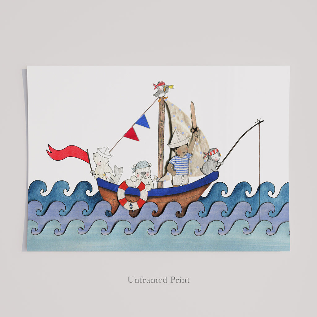 Personalised Boat at Sea Children&#39;s Picture
