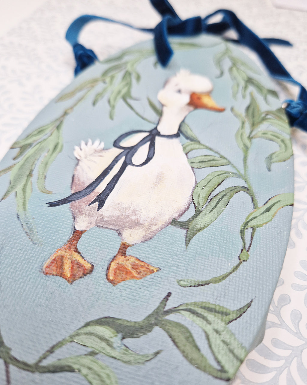 Hand Painted Original Canvas Painting - Dashing Duck