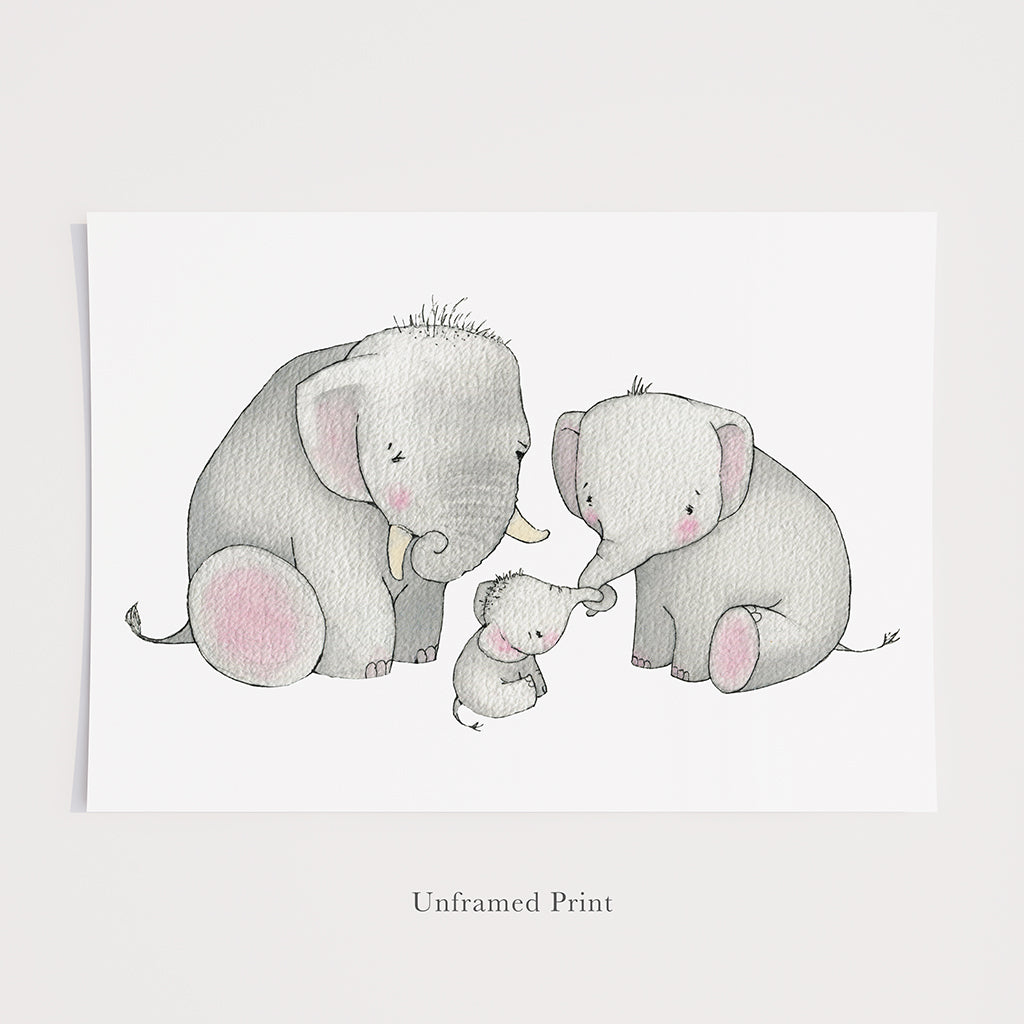 Children&#39;s Illustrated Elephant Family Picture