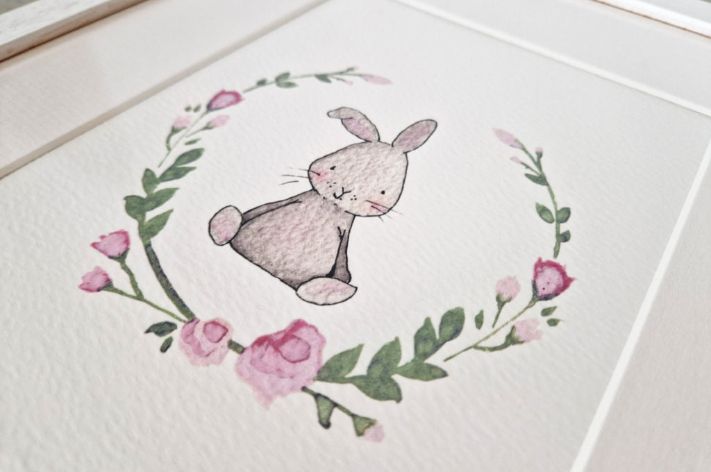 40% OFF | Framed 12x10&quot; Floral Bunny Print
