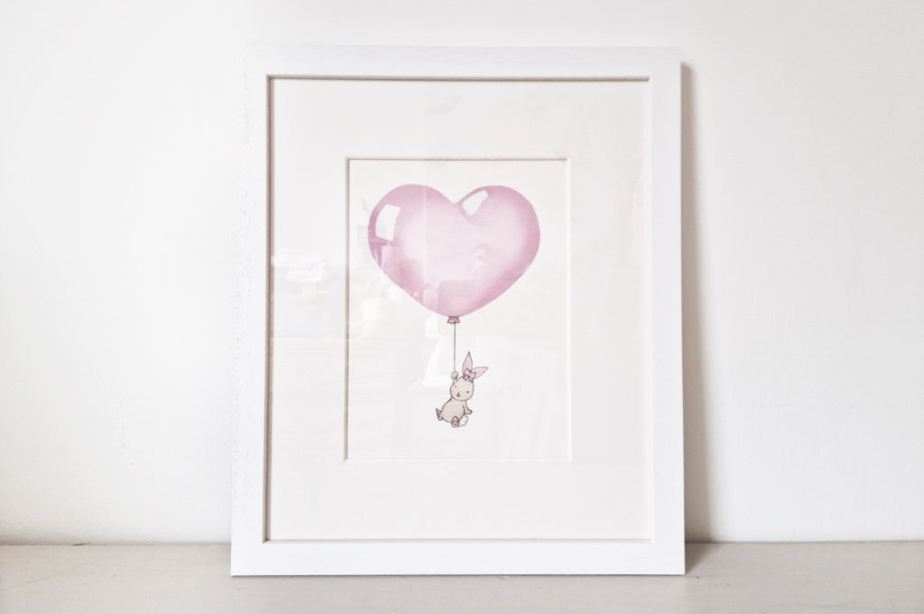 40% OFF | Framed 12x10" Pink Bunny Heart Balloon
