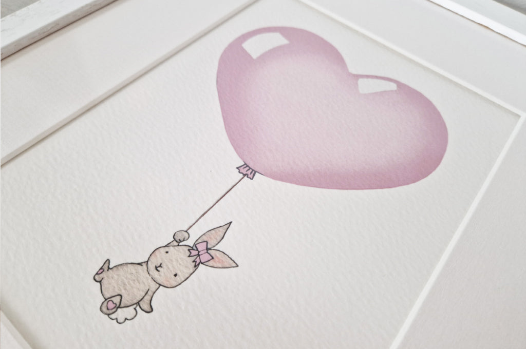 40% OFF | Framed 12x10&quot; Pink Bunny Heart Balloon