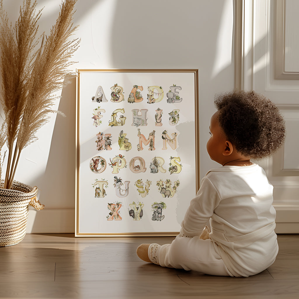 Kid&#39;s Gender Neutral Safari Jungle Alphabet Print