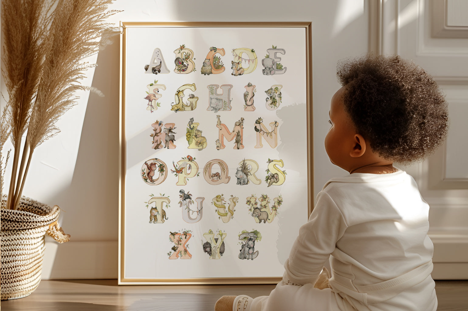 Kid's Gender Neutral Safari Jungle Alphabet Print