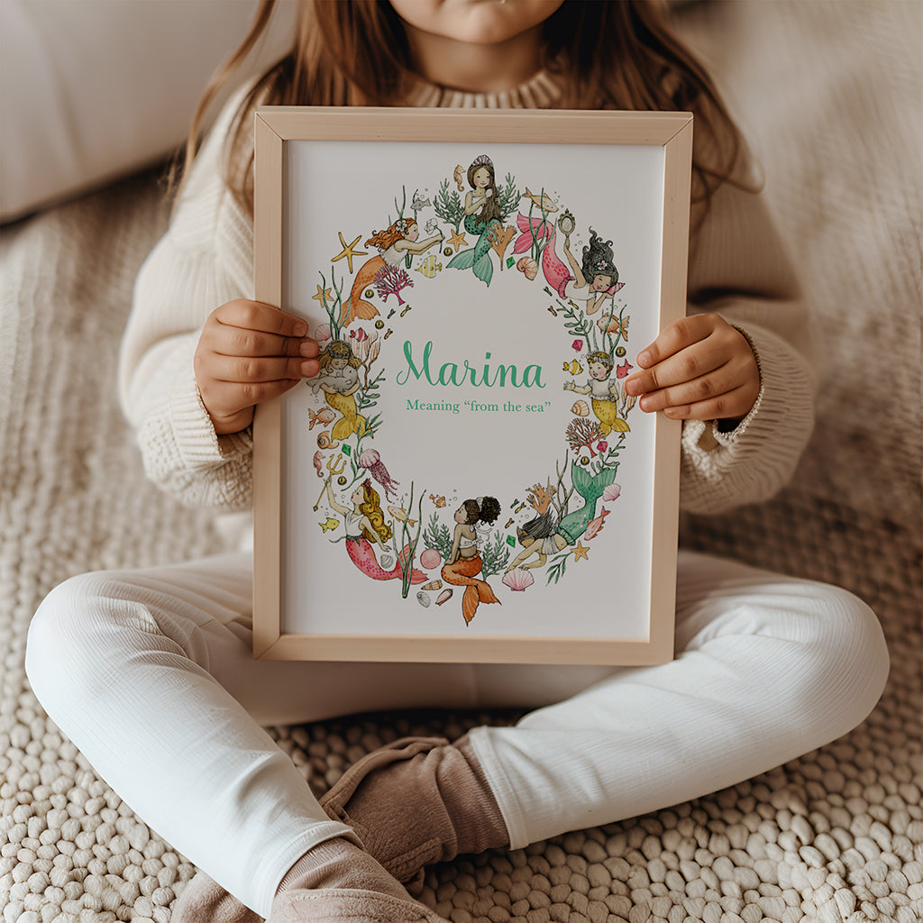 Girl&#39;s mermaid nursery wall art print