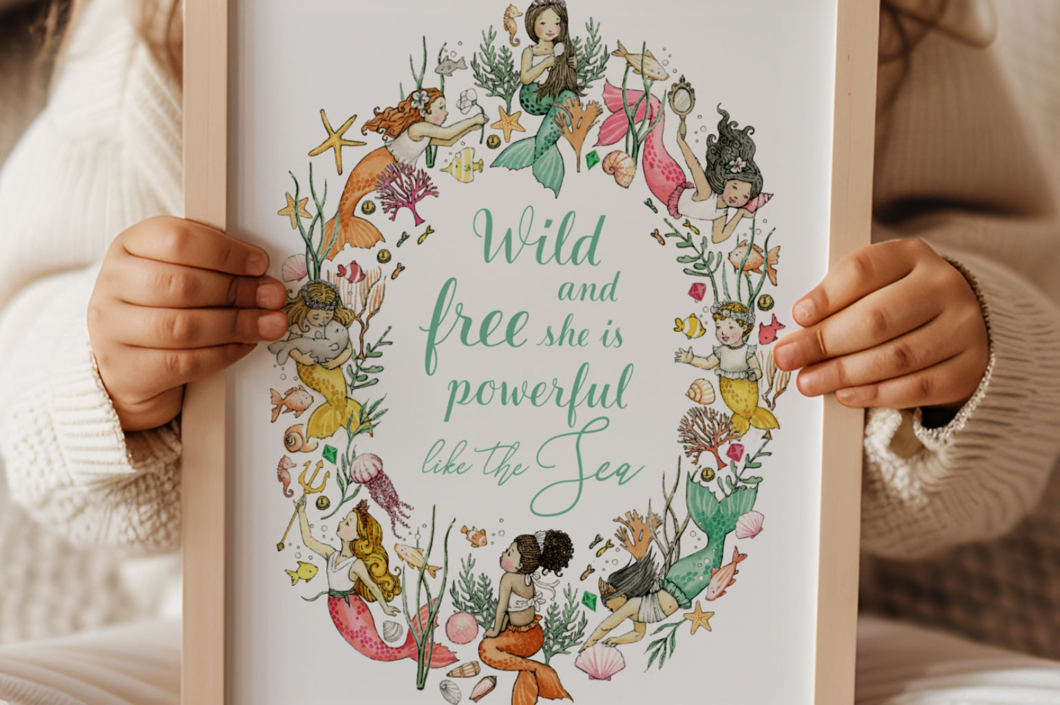 Girl&#39;s mermaid nursery wall art print