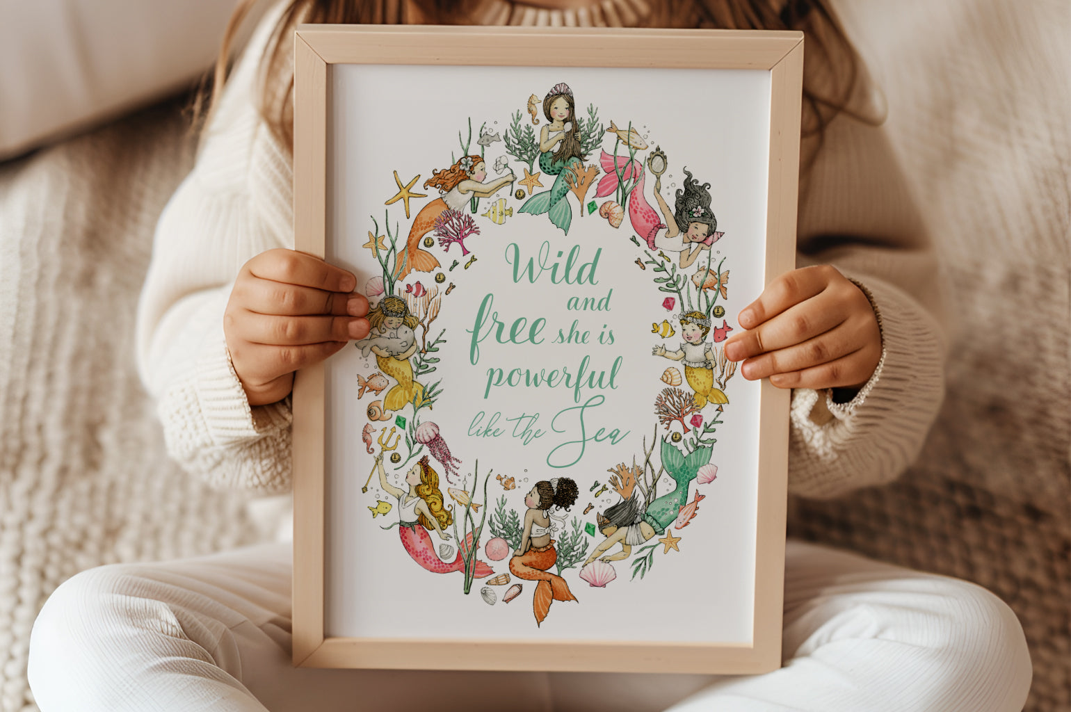 Girl's mermaid nursery wall art print