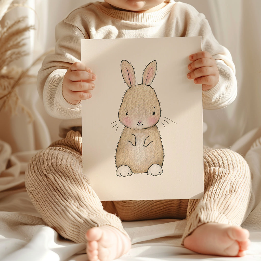 Newborn Baby Bunny Nursery Decor Print