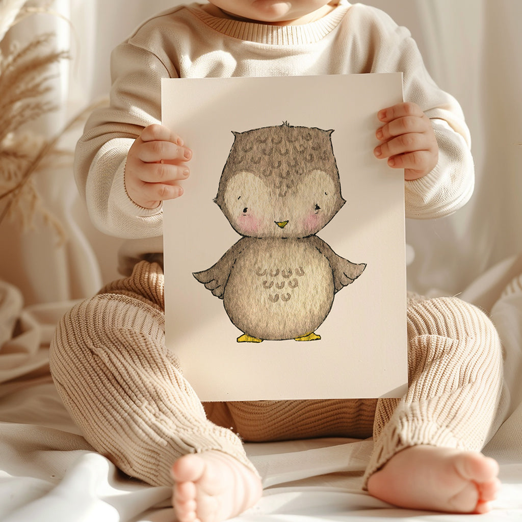 Newborn Baby Owl Nursery Wall Picture