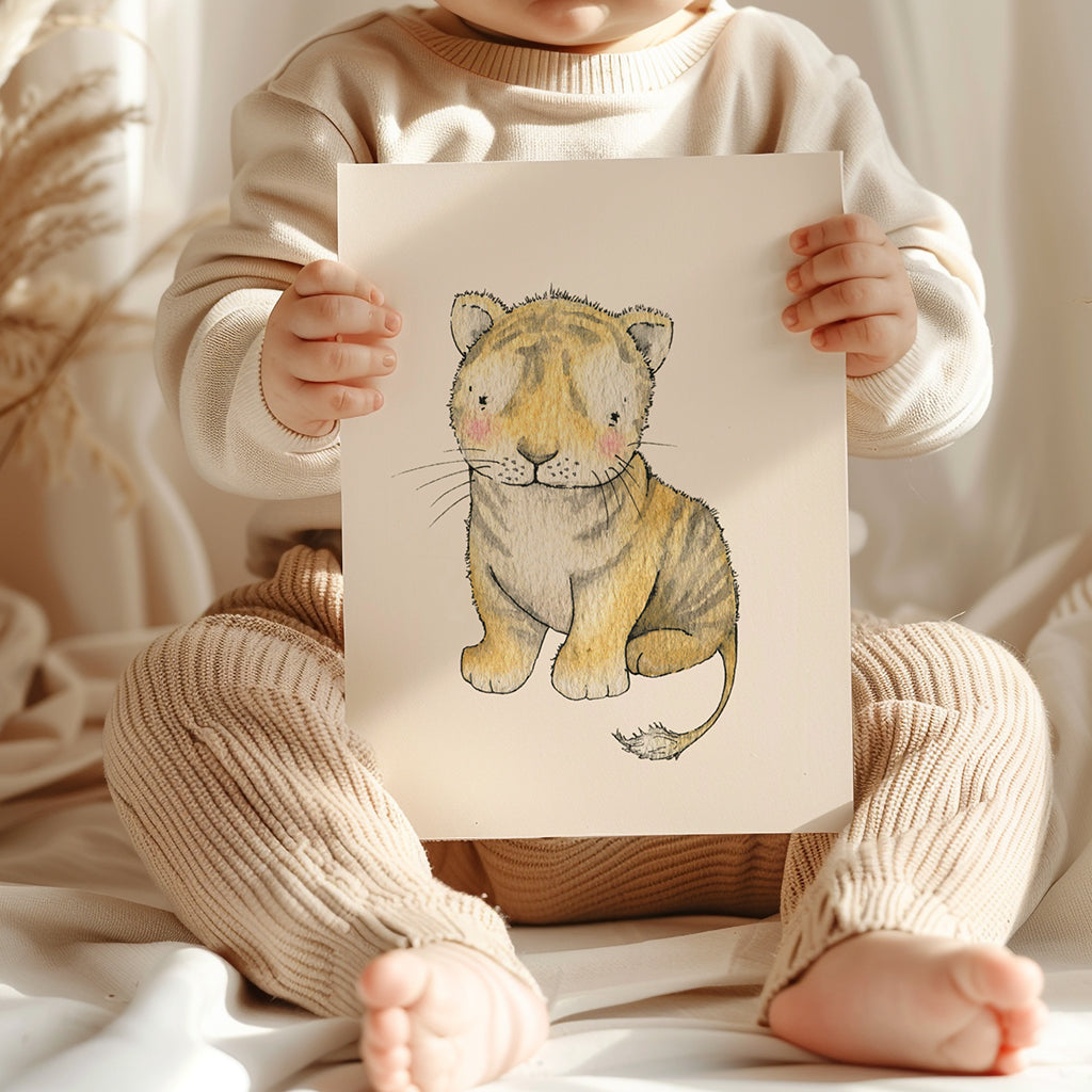 Personalised Newborn Baby Tiger Picture