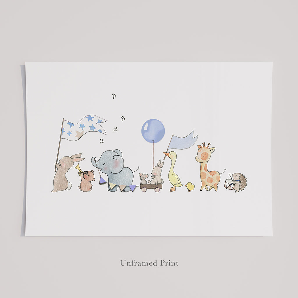 Baby Boy&#39;s Powder Blue Nursery Wall Art Set