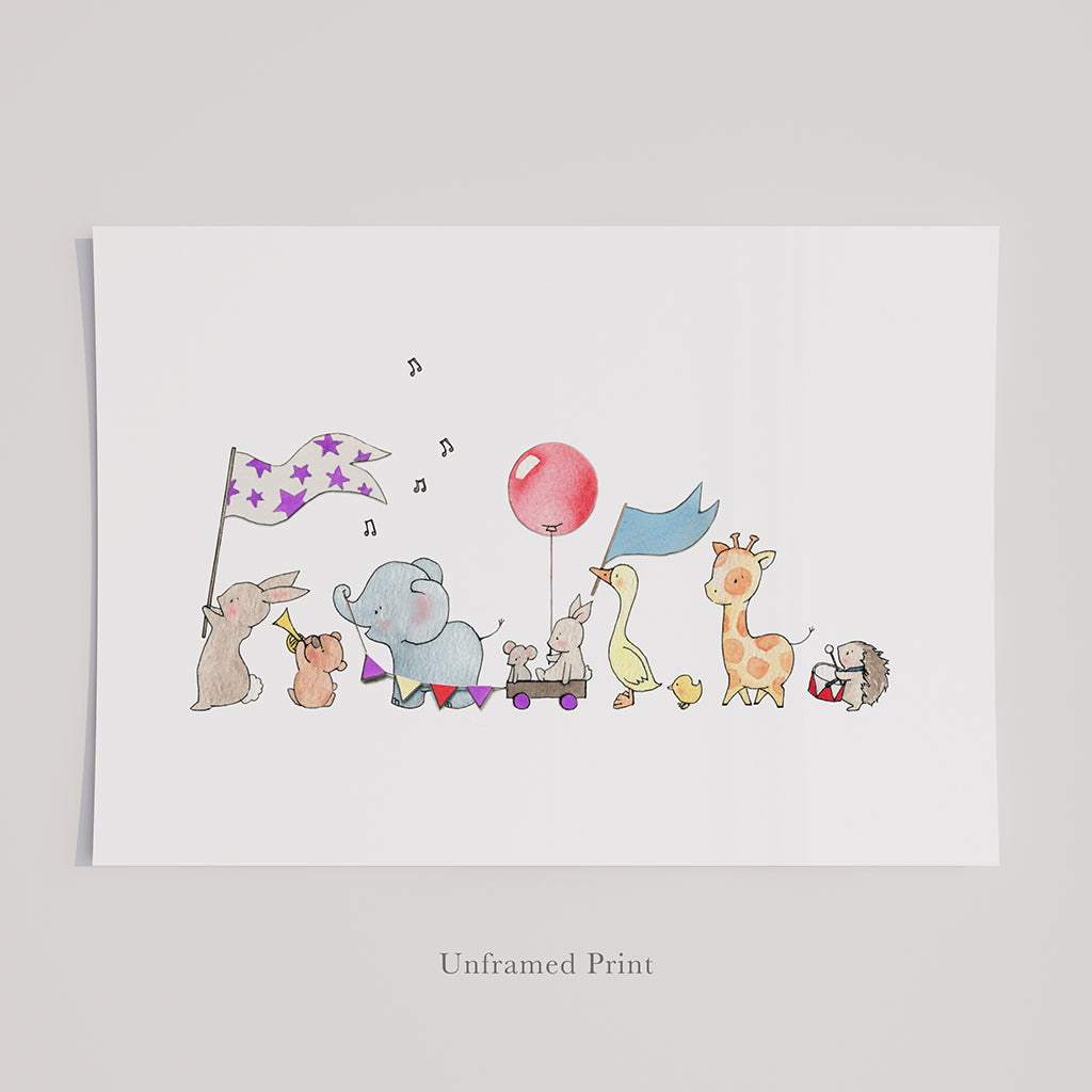 Original Personalised Animals On Parade Print