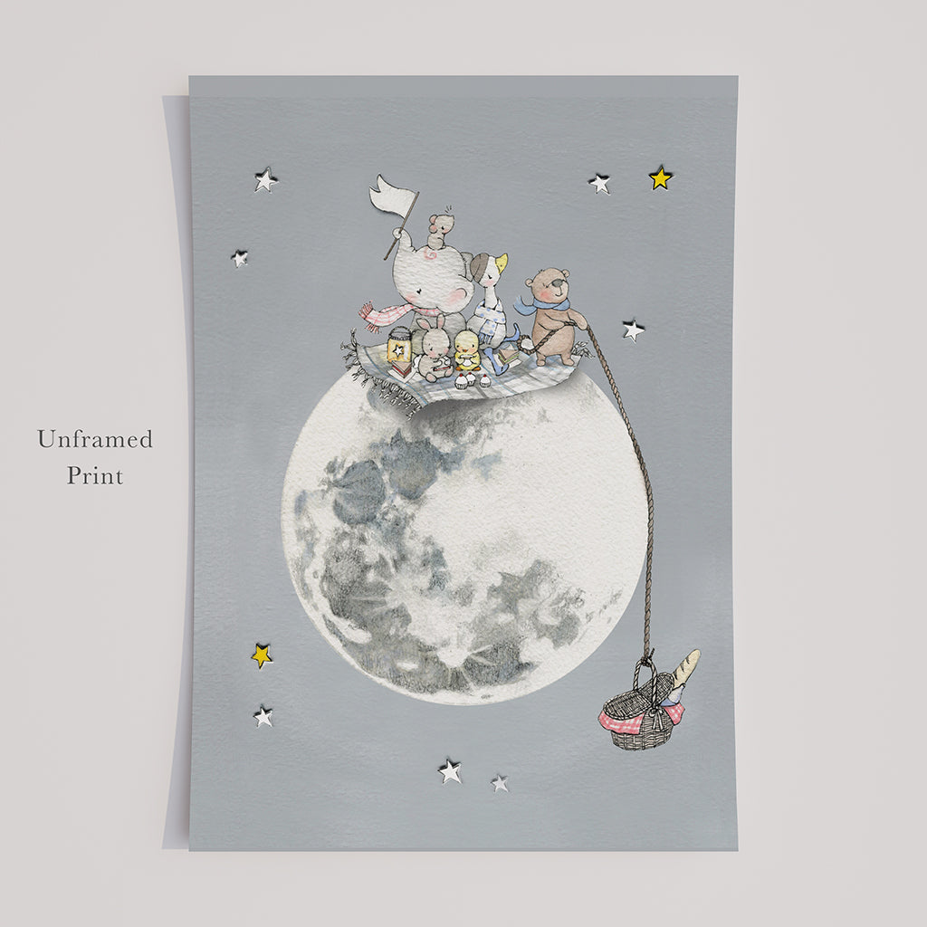 Children&#39;s Personalised Picnic on the Moon Picture