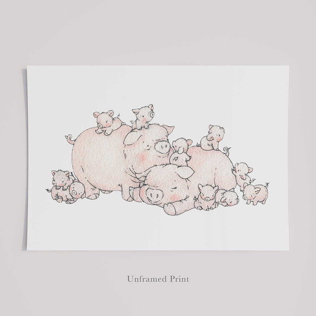 Children&#39;s Illustrated Cute Pig Family Picture