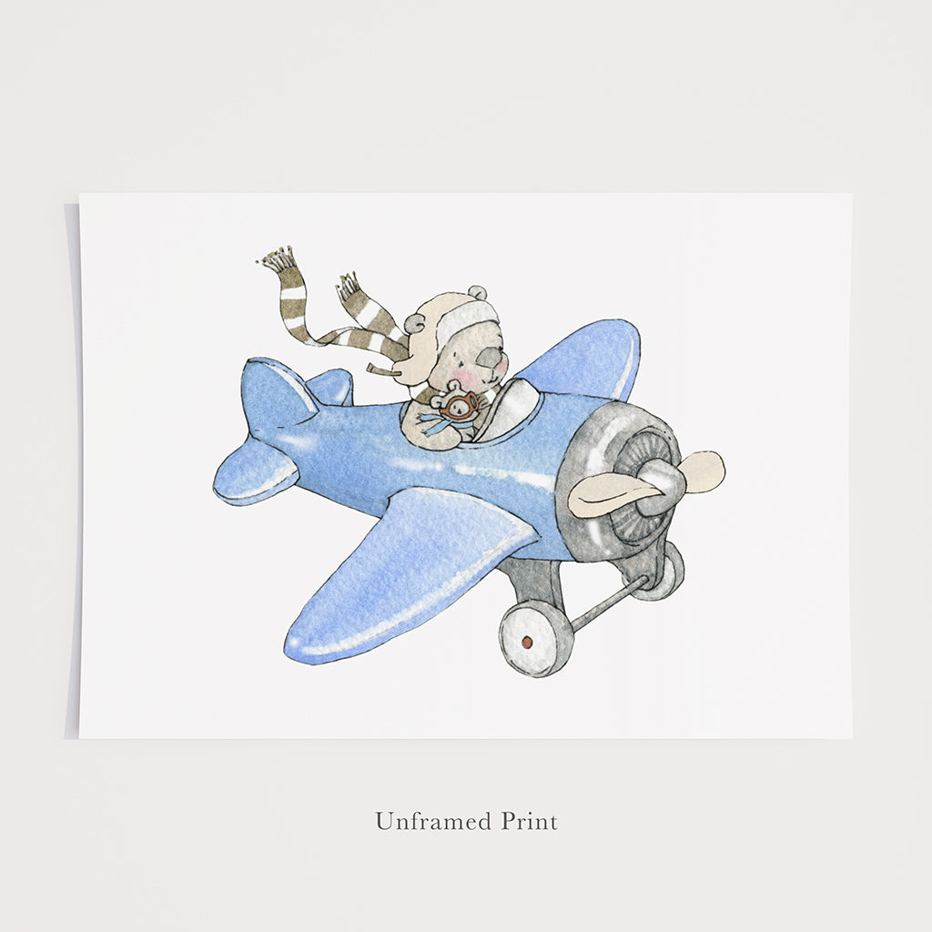 Children&#39;s Classic Blue Airplane Picture for a baby boy nursery