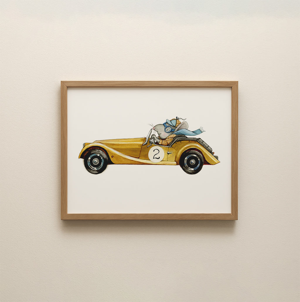 Children's Rat Racing Car Picture for Kids Room