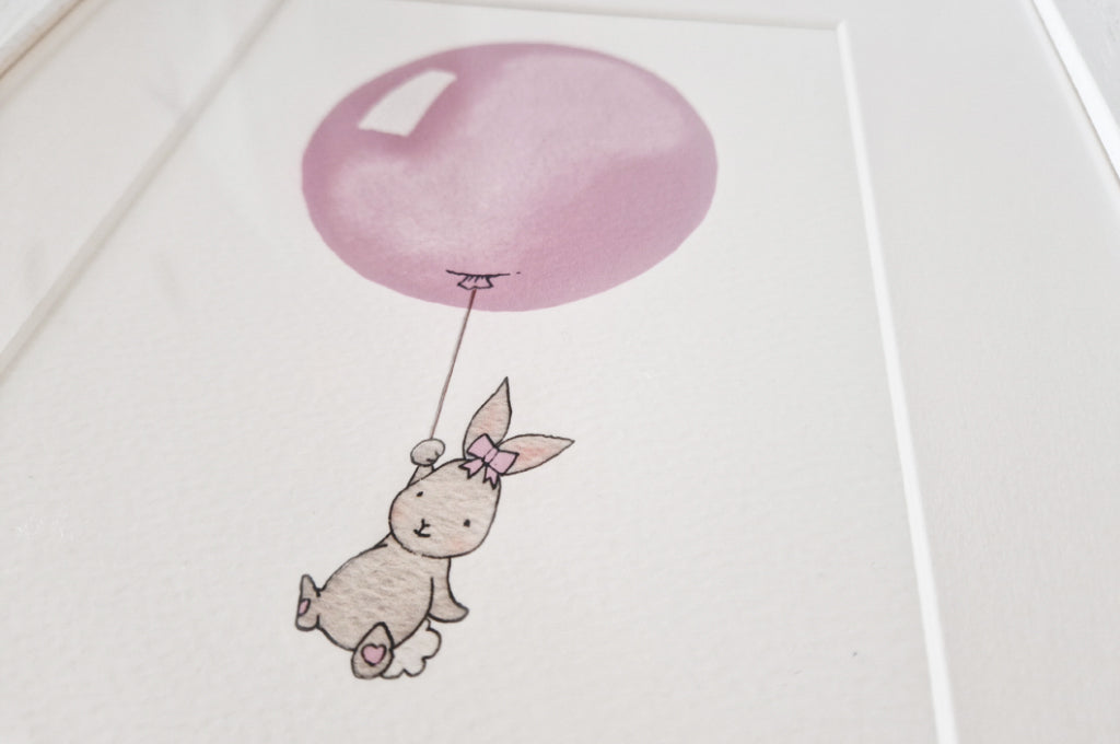 40% OFF | Framed 12x10&quot; Dusty Pink Bunny Balloon Print