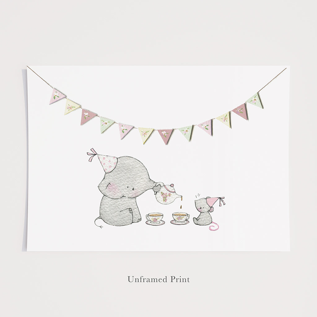 Girl&#39;s Elephant and Mouse Tea Party Picture