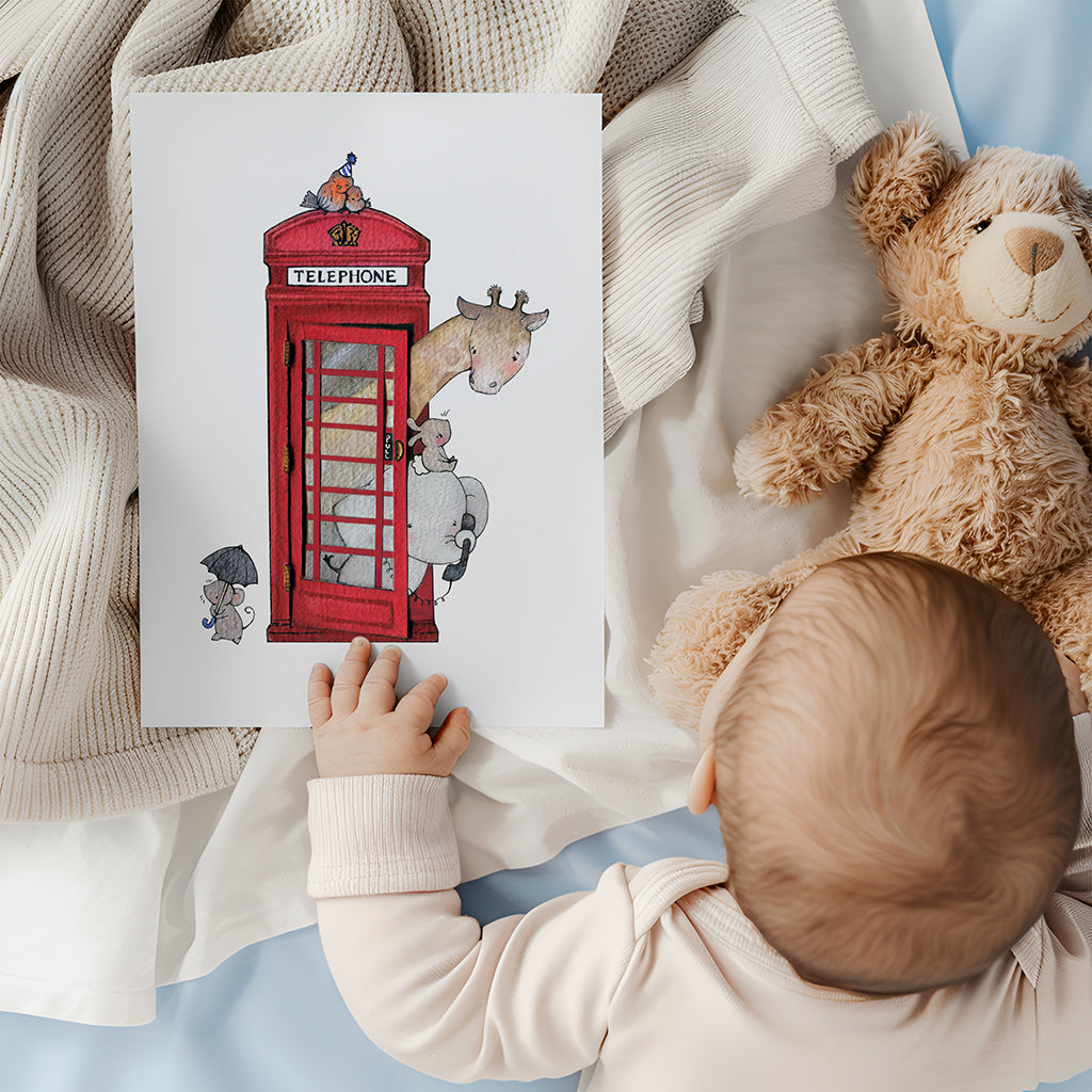 British Red Telephone Box Print for a Kid&#39;s Room