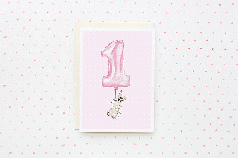 Baby Girl's Number 1 First Birthday Card