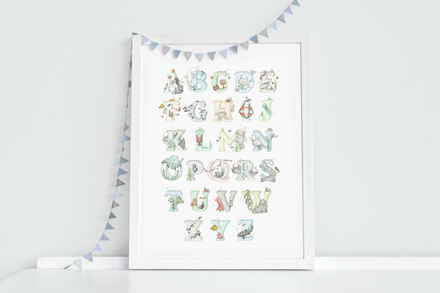 Children's Nautical Ocean Alphabet Wall Picture