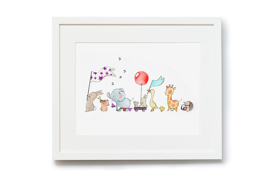 Original Personalised Animals On Parade Print