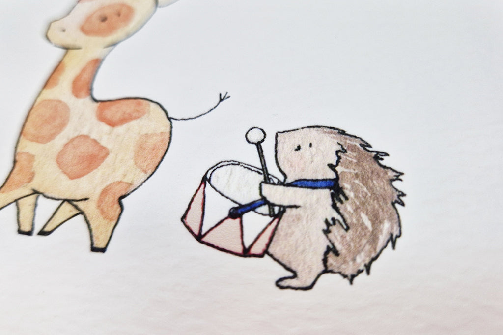 Boy&#39;s Blue Personalised Animals On Parade Print