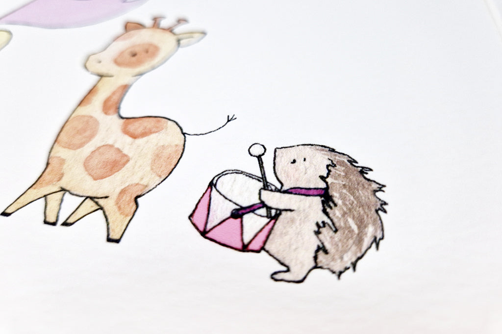 Girl&#39;s Pink Personalised Animals On Parade Picture (Copy)