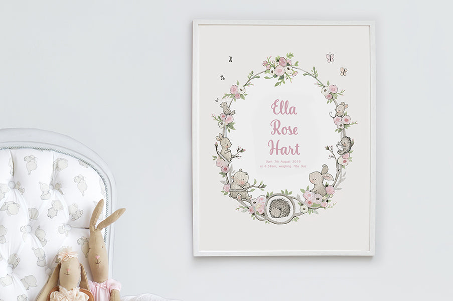 Girl's Big Floral Garden Wreath Quote Print
