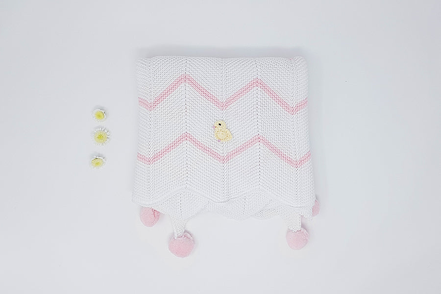 100% Cotton Baby Ducks Pink Knit Blanket
