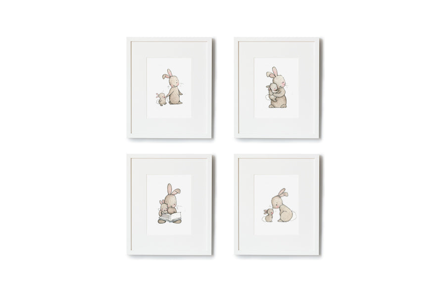 Girl&#39;s Bunny Love Nursery Artwork Set