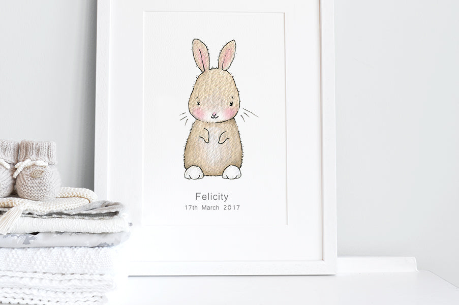 Newborn Baby Bunny Nursery Decor Print