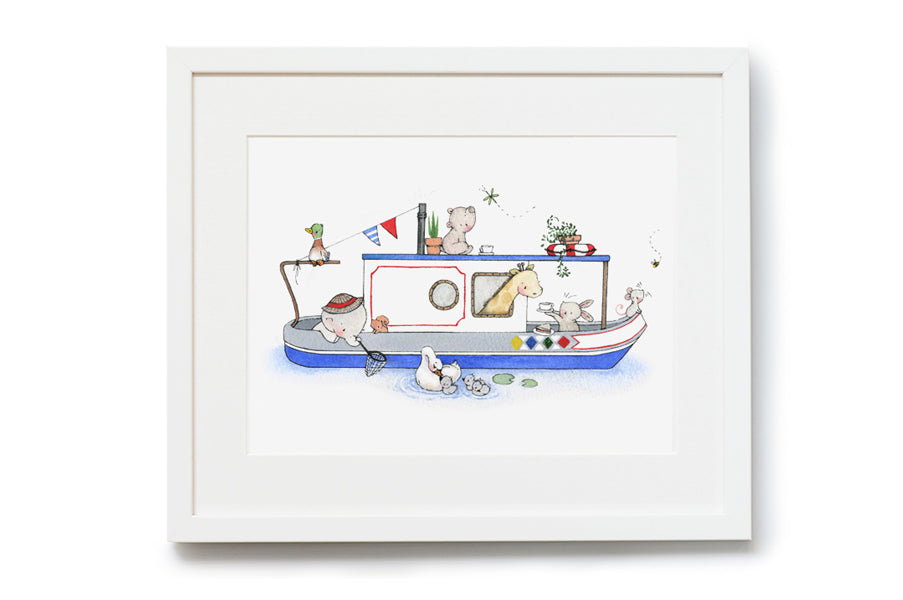 Children&#39;s Canal Boat Artwork Print