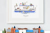 Children&#39;s Canal Boat Artwork Print