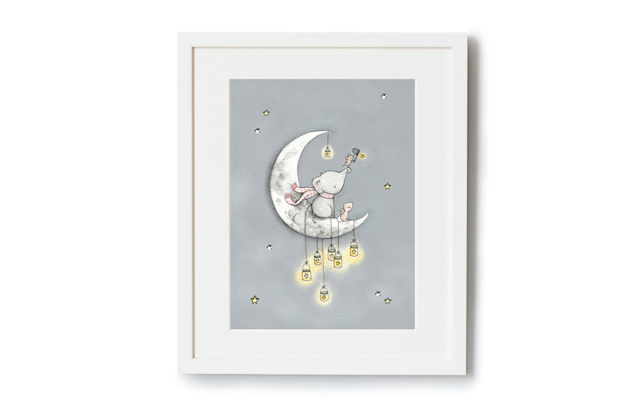 Children&#39;s Personalised Catching Stars moon picture (Copy)