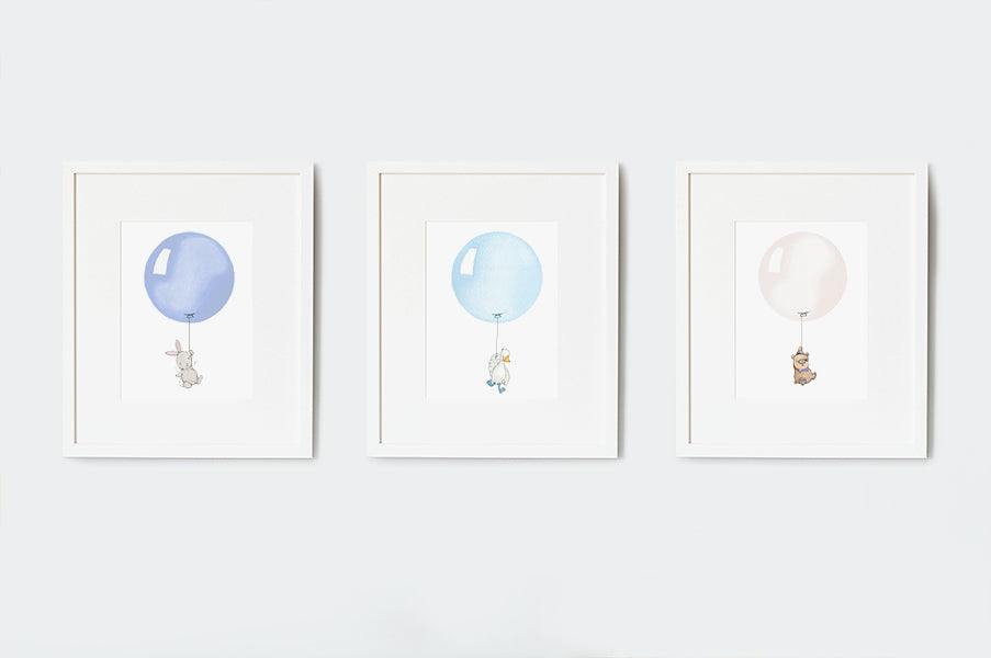 Classic Boy&#39;s Nursery Balloon Art Print Set
