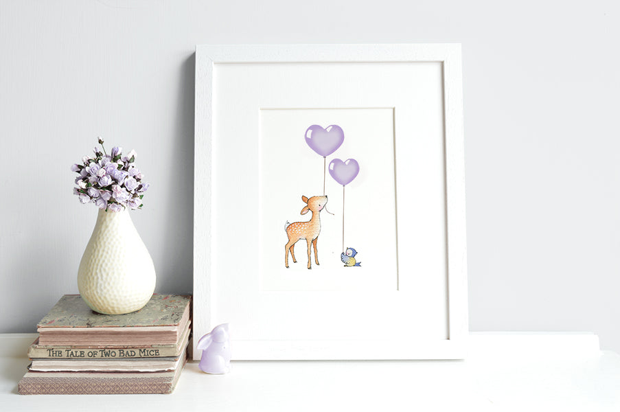 Children&#39;s Deer and Bird Best friends Picture