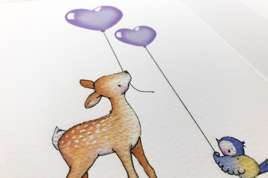 Children&#39;s Deer and Bird Best friends Picture
