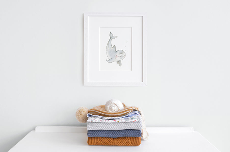 Newborn Baby Dolphin Nursery Art Picture