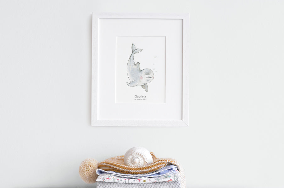 Newborn Baby Dolphin Nursery Art Picture