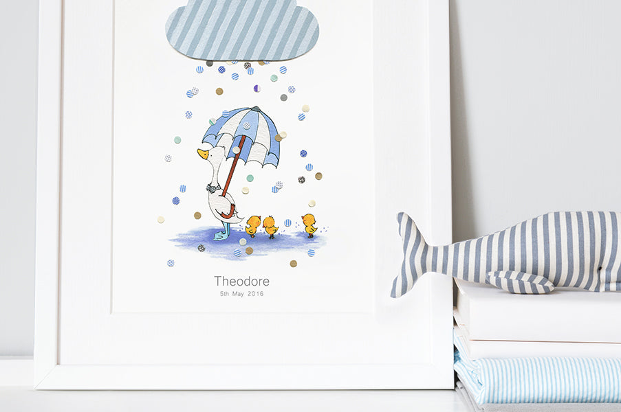 Baby Ducks In The Rain Nursery Picture