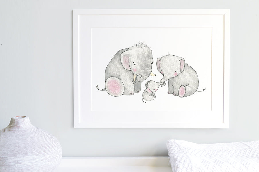 Children's Illustrated Elephant Family Picture